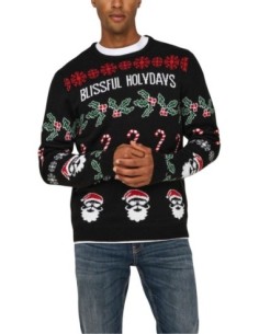 Pull noir imprimé Only & Sons homme