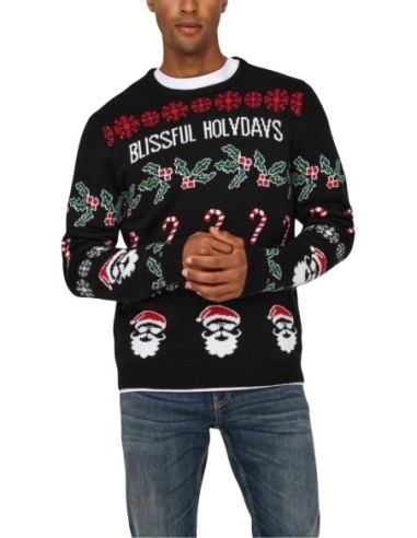 Pull noir imprimé Only & Sons homme
