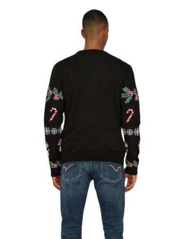 Pull noir imprimé Only & Sons homme