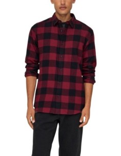 Chemise rouge carreaux Only & Sons homme