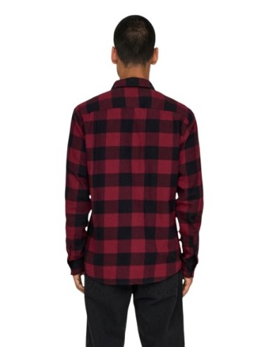 Chemise rouge carreaux Only & Sons homme