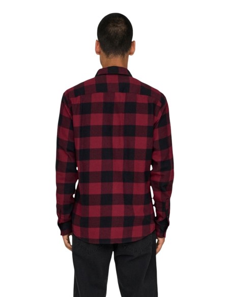 Chemise rouge carreaux Only & Sons homme