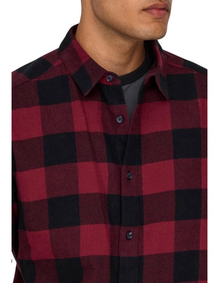 Chemise rouge carreaux Only & Sons homme