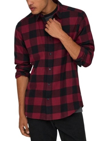 Chemise rouge carreaux Only & Sons homme