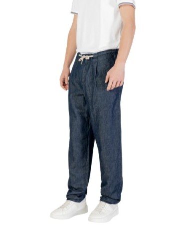 Pantalon bleu coton lin Replay homme