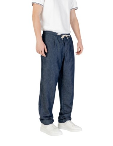 Pantalon bleu coton lin Replay homme