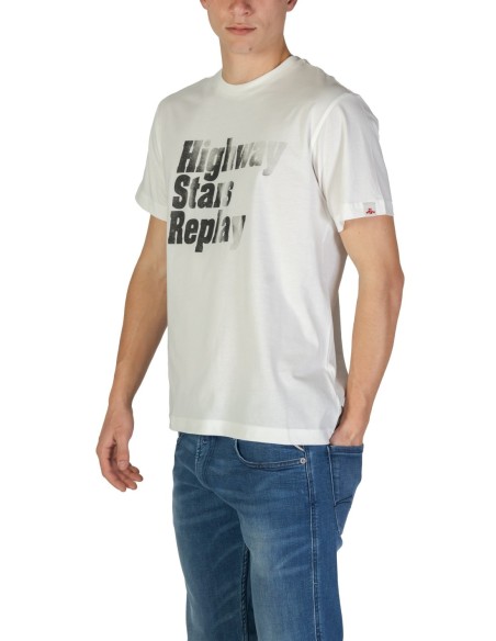 T-shirt blanc coton Replay homme