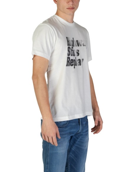 T-shirt blanc coton Replay homme