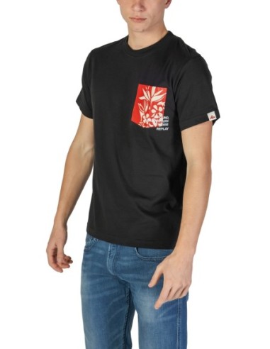 T-shirt noir coton Replay homme