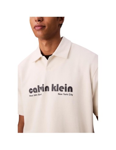 Polo blanc imprimé Calvin Klein Jeans homme