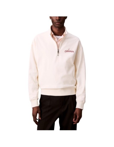 Sweat blanc zippé Calvin Klein Jeans homme