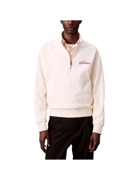 Sweat blanc zippé Calvin Klein Jeans homme