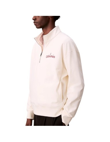 Sweat blanc zippé Calvin Klein Jeans homme
