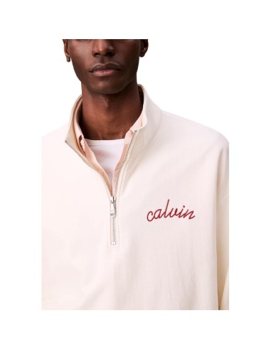 Sweat blanc zippé Calvin Klein Jeans homme
