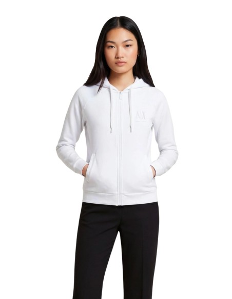 Sweat blanc zippé à capuche | Armani Exchange