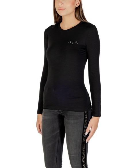T-shirt femme noir strass Armani Exchange