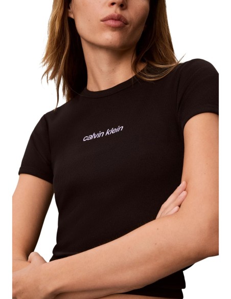 T-shirt noir stretch ajusté | Calvin Klein Jeans