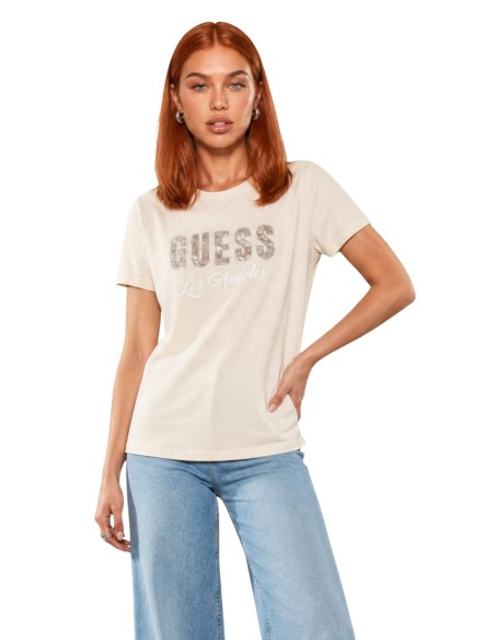 T-shirt beige femme Guess