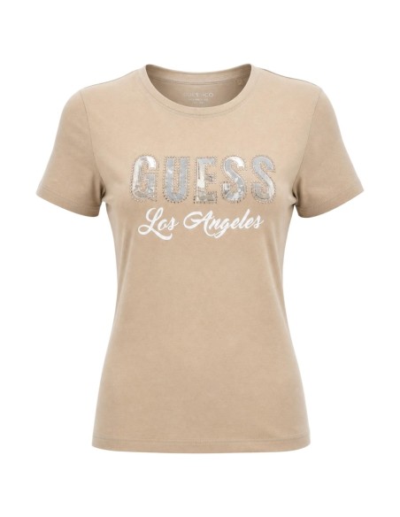 T-shirt beige motif discret | Guess