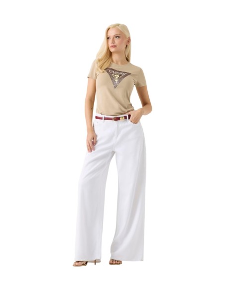 T-shirt beige imprimé stretch | Guess