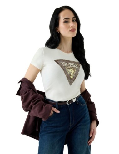 T-shirt Guess blanc femme imprimé