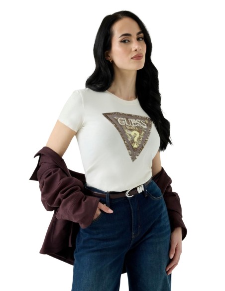 T-shirt Guess blanc femme imprimé