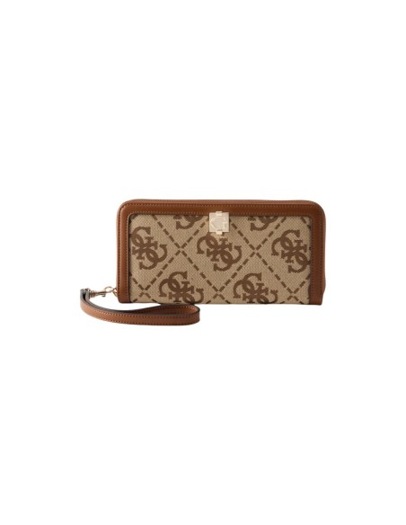 Portefeuille femme beige imprimé Guess