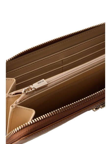 Portefeuille femme beige imprimé Guess