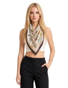 Écharpe femme marron imprimée Guess