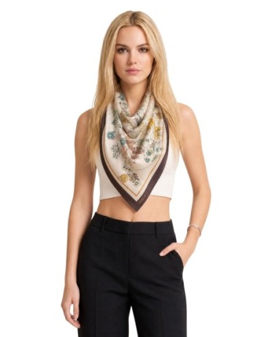 Écharpe femme marron imprimée Guess