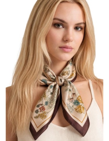 Écharpe femme marron imprimée Guess
