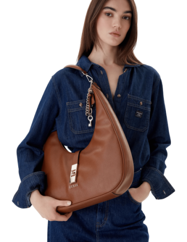 Sac hobo marron Guess femme