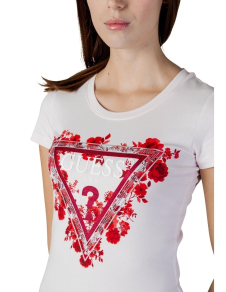 T-shirt Guess rose Flowers Triangle femme