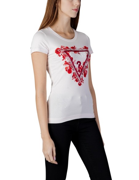 T-shirt Guess rose Flowers Triangle femme