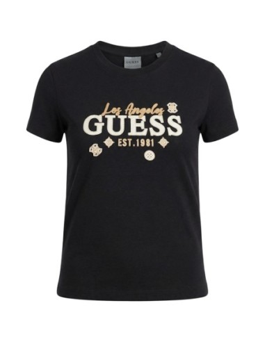 T-shirt noir imprimé Guess femme