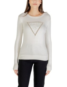 Pull blanc imprimé Guess femme