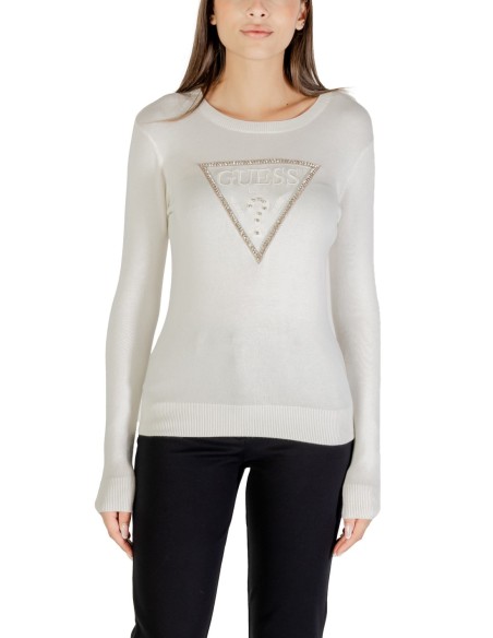 Pull blanc imprimé Guess femme