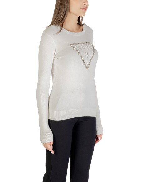 Pull blanc imprimé Guess femme