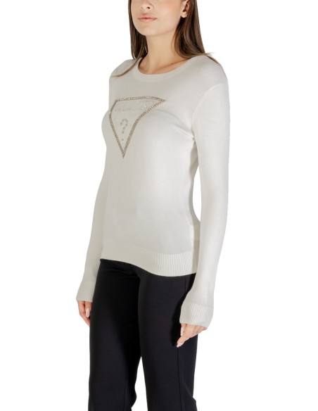 Pull blanc imprimé Guess femme