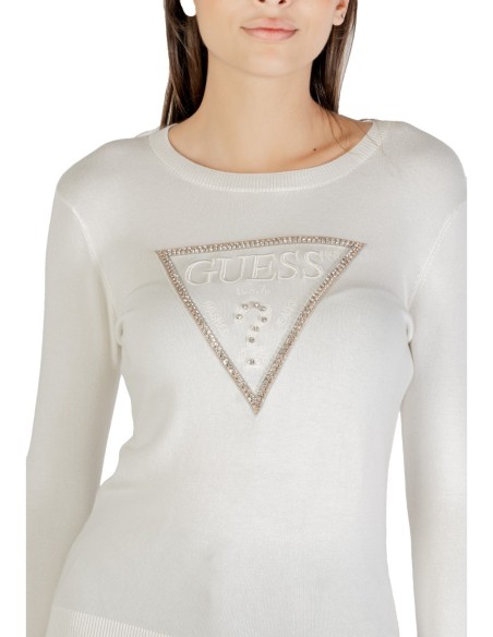 Pull blanc imprimé Guess femme