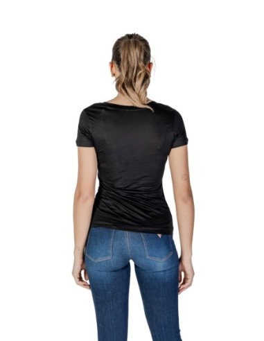 T-shirt noir col V Guess femme