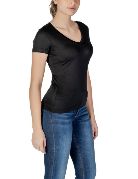 T-shirt noir col V Guess femme