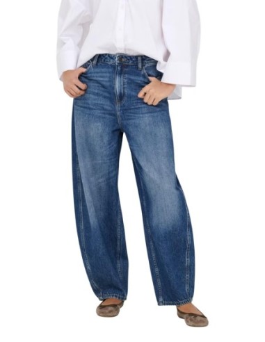 Jeans femme bleu coupe barrel
