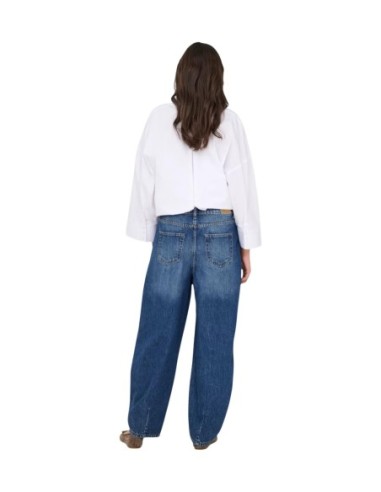 Jeans femme bleu coupe barrel