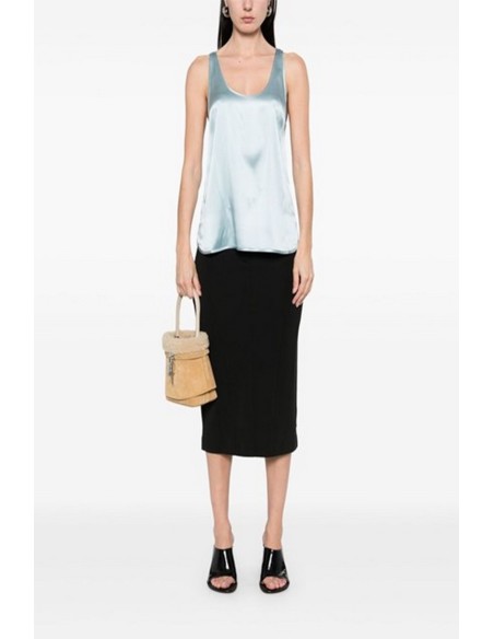 Débardeur bleu azur soie Pinko femme