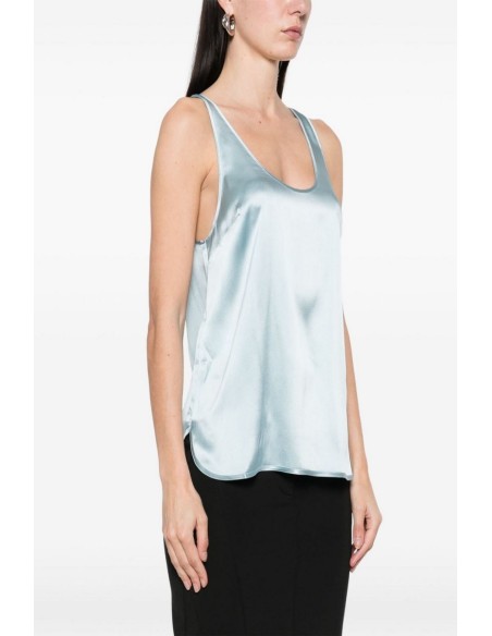 Débardeur bleu azur soie Pinko femme