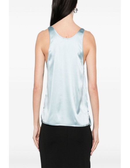 Débardeur bleu azur soie Pinko femme