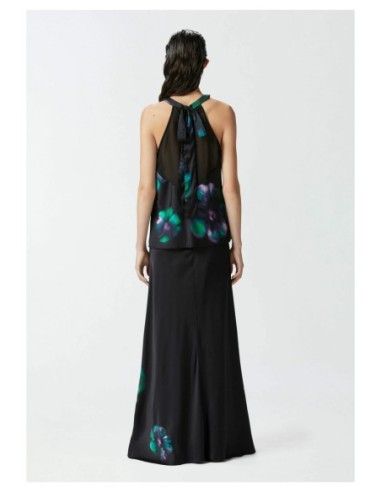 Jupe florale noire Pinko femme