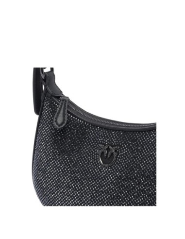 Sac à main cuir noir strass Pinko femme
