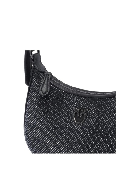 Sac à main cuir noir strass Pinko femme